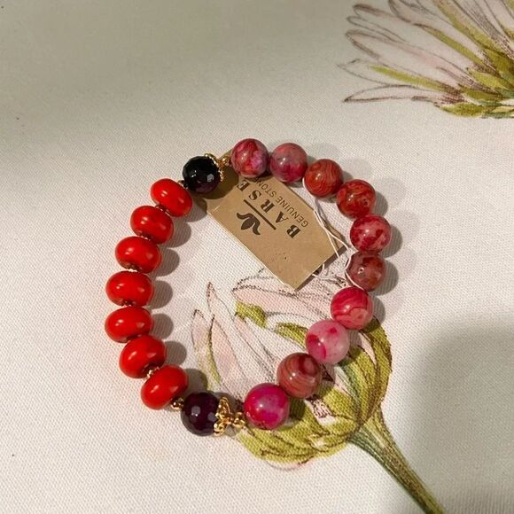 NWT Barse Genuine Stones Stretch Red Agate Bracelet #BJBR - Picture 7 of 9